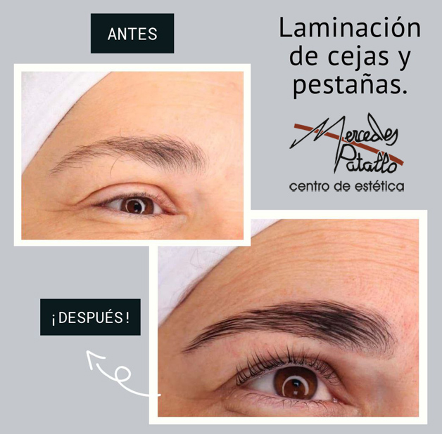 Laminación de cejas y pestañas en el centro de estética Mercedes Patallo de Gijón
